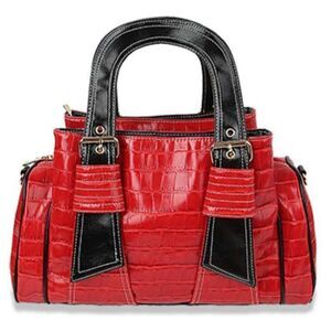 Red Embossed Satchel Handbag Fashion Satchel Purses Top Handle Tote
